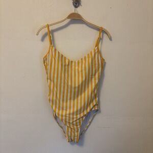 Summersalt The Voyager One Piece Swimsuit 6 Yellow Striped Beach - Stains‎